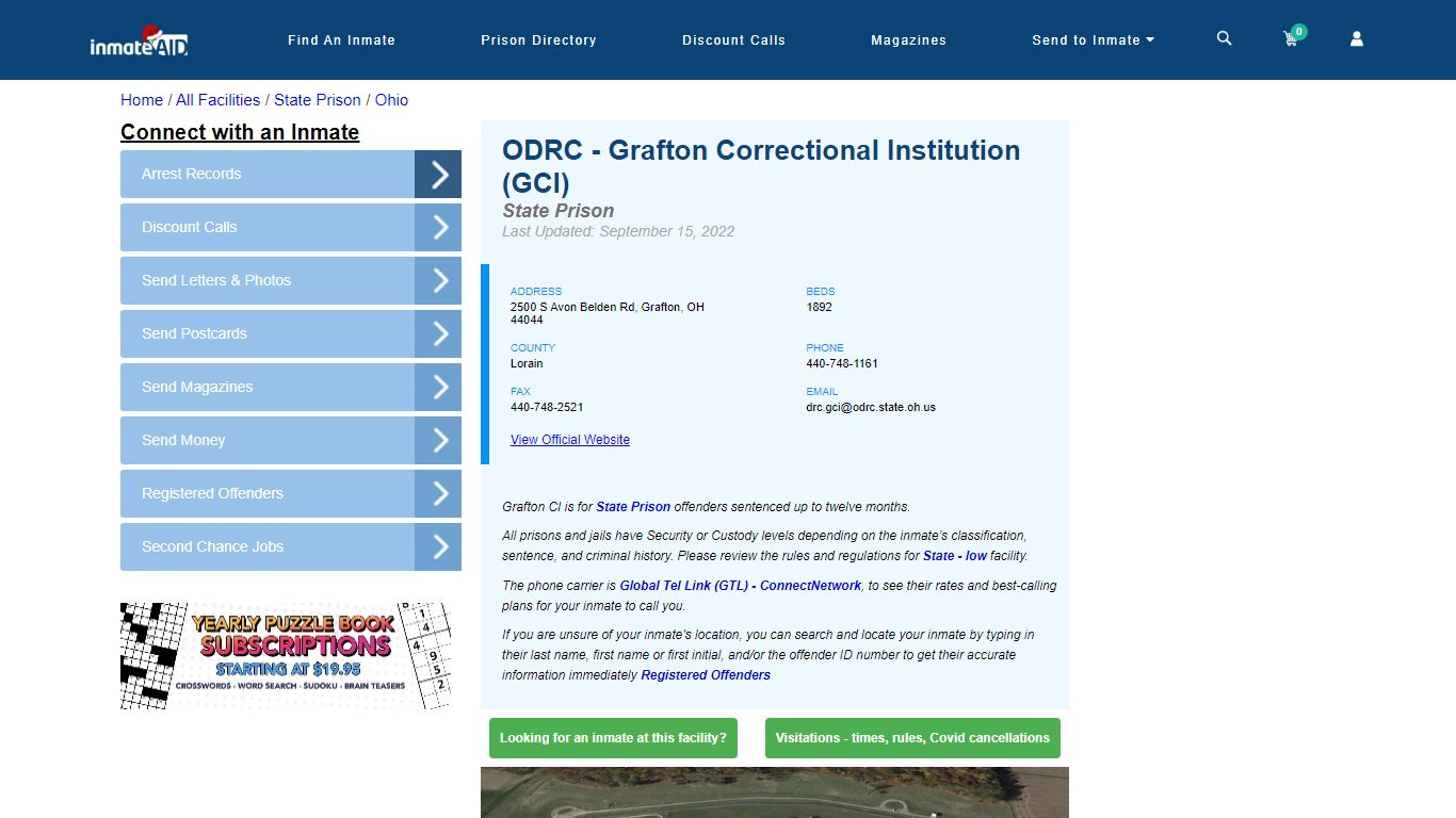 ODRC - Grafton Correctional Institution (GCI) & Inmate Search ...