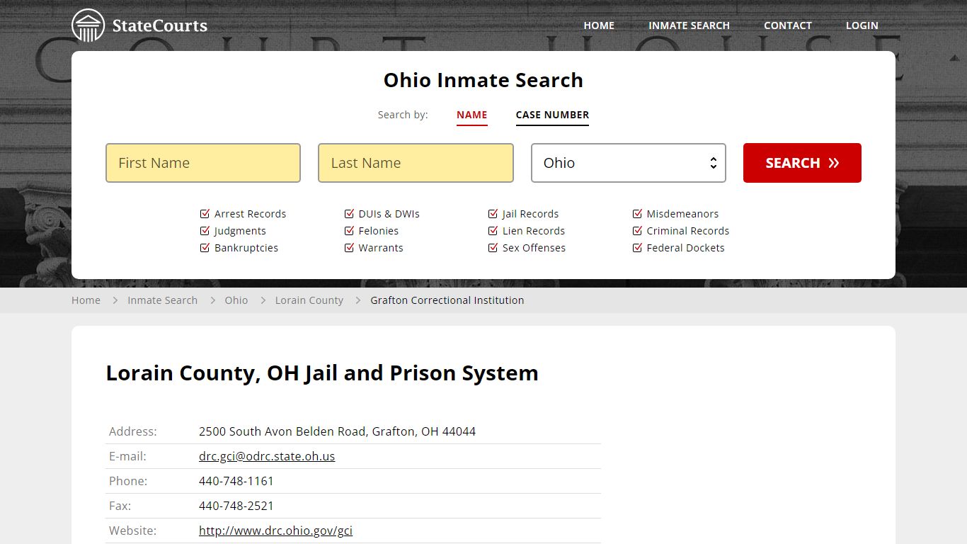 Grafton Correctional Institution Inmate Records Search, Ohio - StateCourts