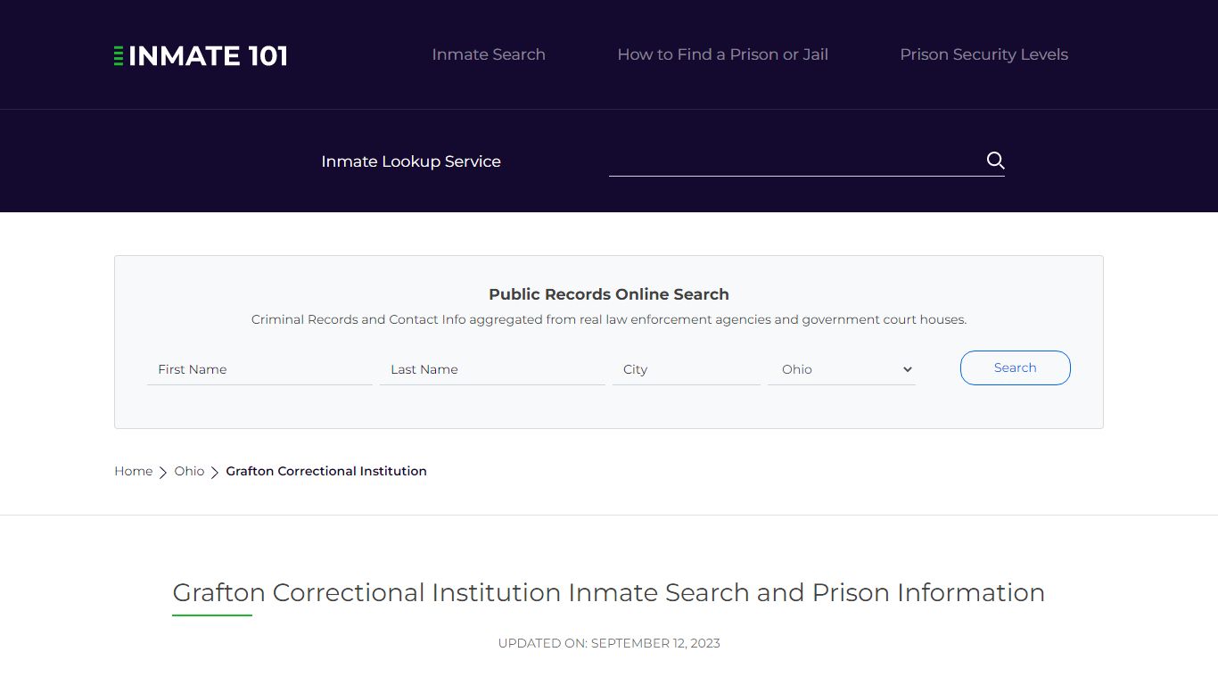 Grafton Correctional Institution Inmate Search, Visitation, Phone no ...